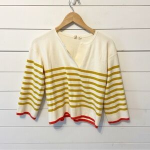Moth - Anthropologie | Stripped Rayon Blend Cropped Sweater Size Small